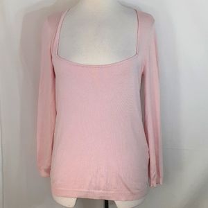 Ralph Lauren Black Label baby pink long sleeve Square neckline blouse size M